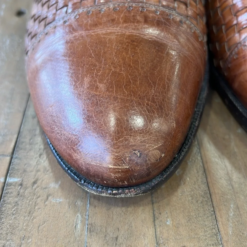Cole Haan bergamo vintage Brown Leather Woven Men's Shoes